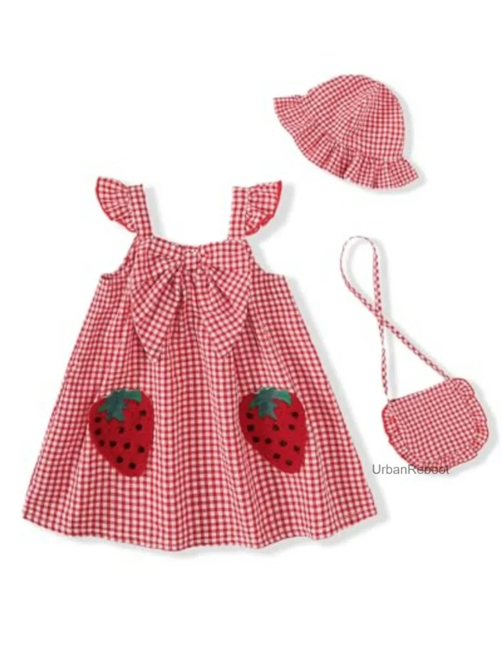 Baby Girl Cotton Blend Sundress with Hat & Bag